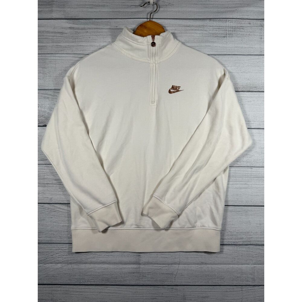 Nike Women’s XS Cream Rose Gold Logo Oversized Quarter Zip Sweatshirt 4091